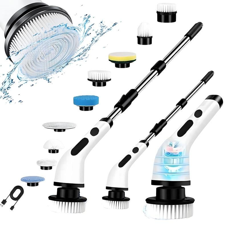 🧽 Electric Spin Scrubber – Cordless Power Scrubber with 9 Replaceable Brush Heads & Extendable Handle